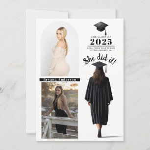 Brunette Grad Girl Graduation Photo Announcement