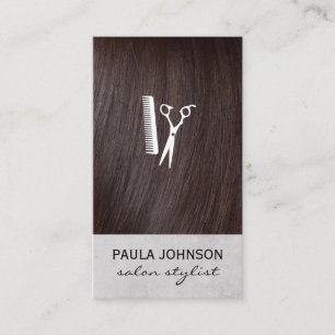 Brunette Hair and Salon Scissors Icon Business Card