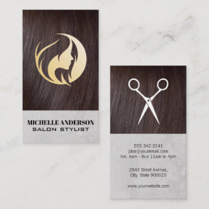 Brunette Hair Hair Stylist Logo Business Card