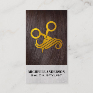 Brunette Hair Hair Stylist Scissors Business Card