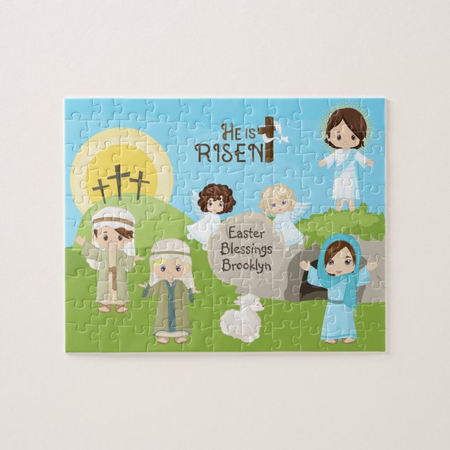 Brunette He is Risen Easter Jigsaw Puzzle (Horizontal)