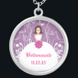 Brunette Lavender Wedding Bridesmaid Necklace<br><div class="desc">Keepsake Necklaces Choose either Silver Plated Gold Finish or Sterling Silver Unique Personalised Custom !st Christmas Gift Wedding Keepsake Wedding Party Necklaces - to change background colour - click customise - click edit - choose last tool in drop down menu and choose from one of the colours shown or enter...</div>