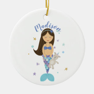 Brunette Little Mermaid Ornament