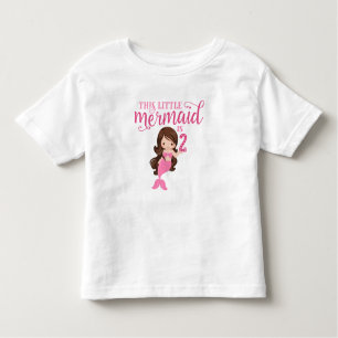 Brunette Mermaid 2nd Birthday Toddler T-Shirt
