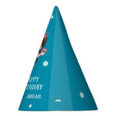 Brunette Mermaid Birthday Party Hat - Personalised (Right)