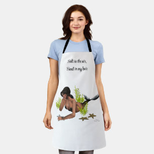 Brunette Mermaid With Starfish Apron