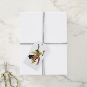 Brunette Mermaid With Starfish Gift Tag