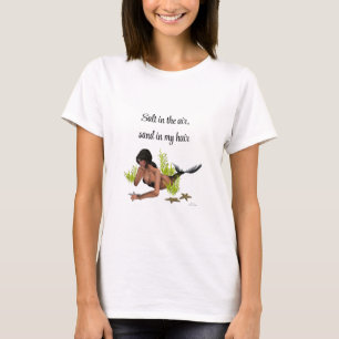 Brunette Mermaid With Starfish Women T-Shirt