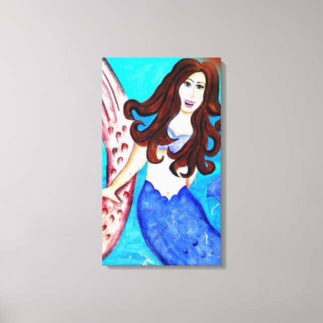 brunette mermaid wrapped canvas (Front)