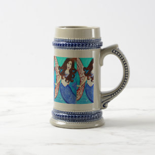 brunette mermaids beer stein