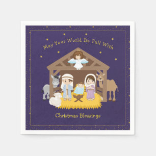 Brunette Nativity Paper Napkin