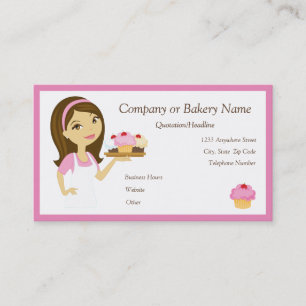 Brunette/Pink Cupcake Baker/Bakery 2 Business Card