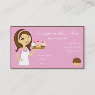 Brunette/Pink Cupcake Baker/Bakery 3 Business Card