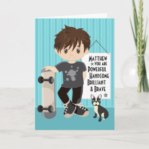 Brunette Powerful & Brave Boy Card