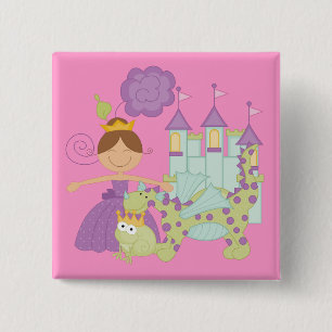 Brunette Princess 15 Cm Square Badge