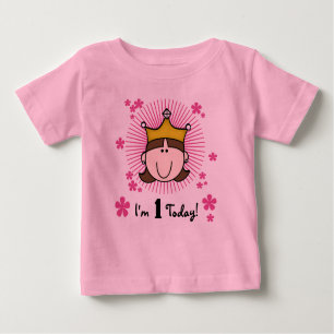 Brunette Princess 1st Birthday Baby T-Shirt