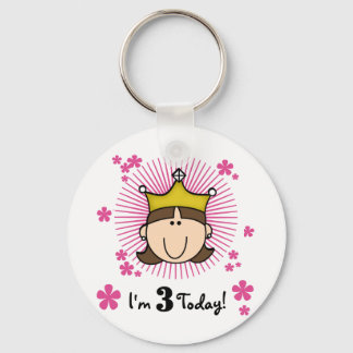 Brunette Princess 3rd Birthday Tshirts and Gifts Key Ring