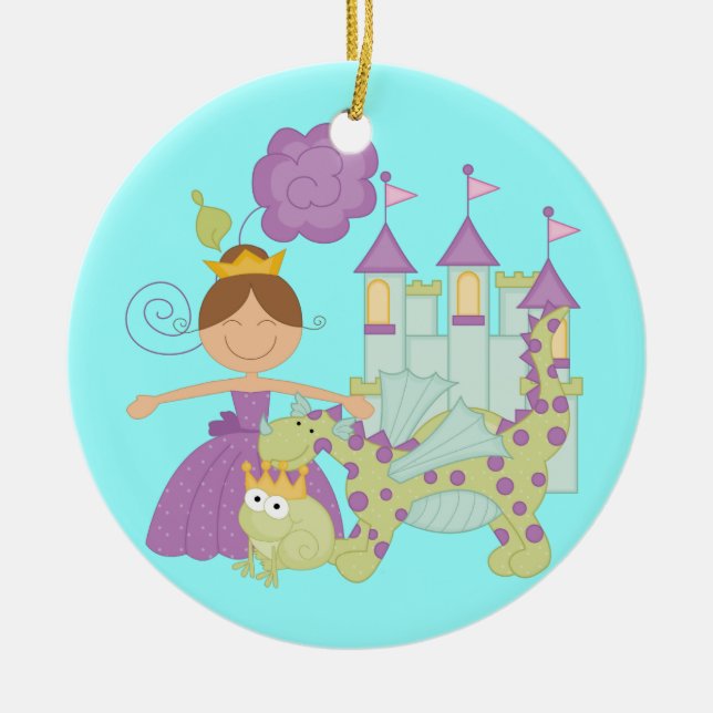 Brunette Princess Ceramic Tree Decoration (Front)