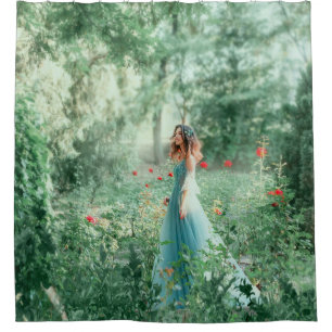 Brunette Princess: Fairy Forest Watercolor Shower Curtain