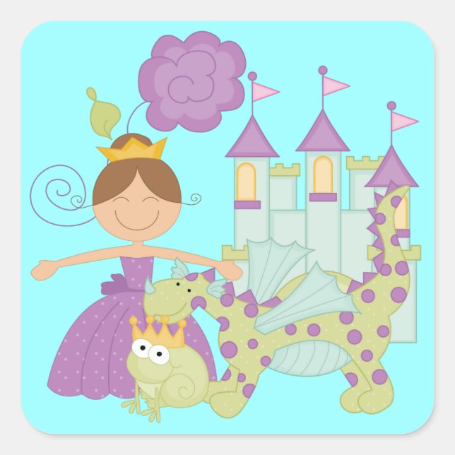 Brunette Princess Square Sticker (Front)