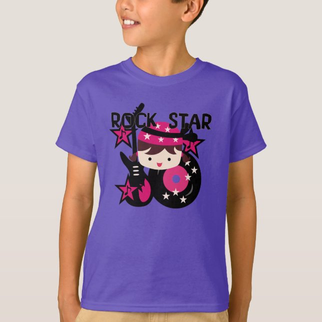 Brunette Rock Star Girl T-Shirt (Front)