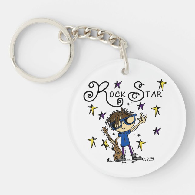Brunette Rock Star Key Ring (Front)