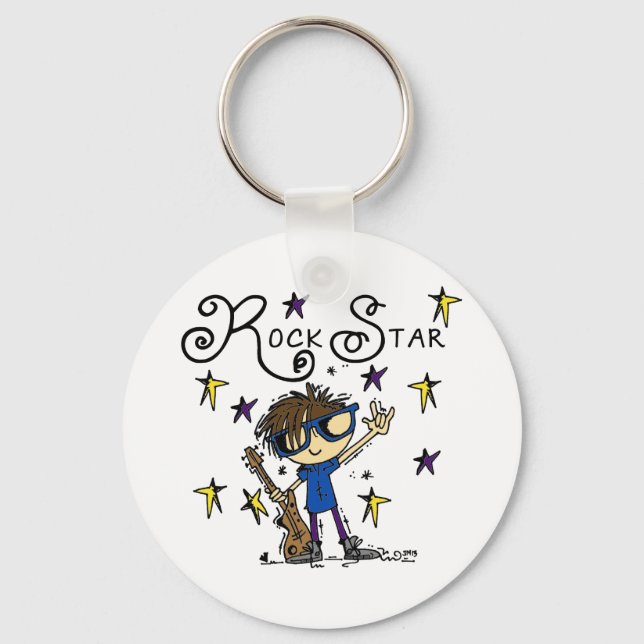 Brunette Rock Star Key Ring (Front)