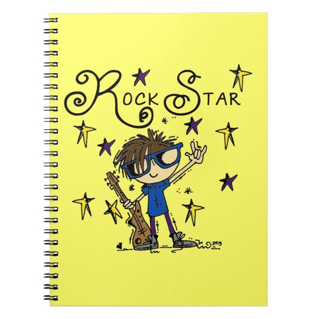Brunette Rock Star Spiral Notebook (Front)