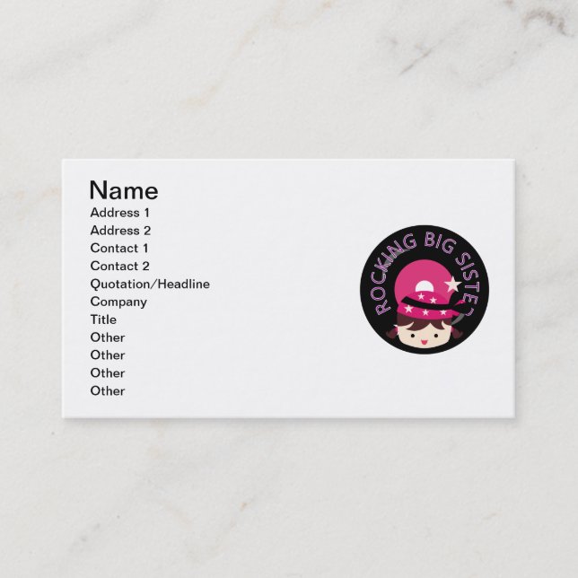 Brunette Rocking Big Sister Business Card (Front)