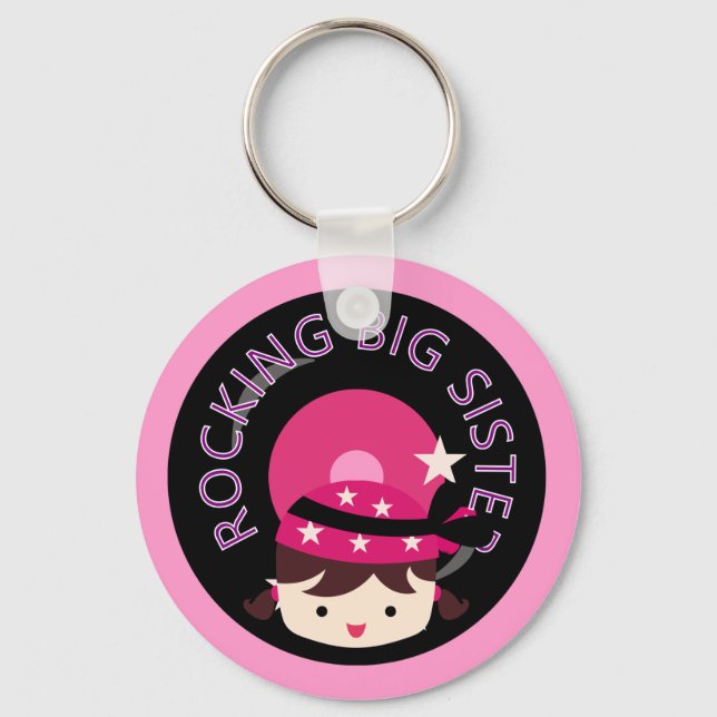 Brunette Rocking Big Sister Key Ring (Front)