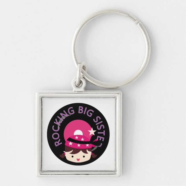Brunette Rocking Big Sister Key Ring (Front)