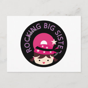 Brunette Rocking Big Sister Postcard