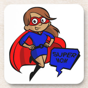 brunette super mum coaster