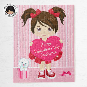 Brunette Valentine's Girl Jigsaw Puzzle