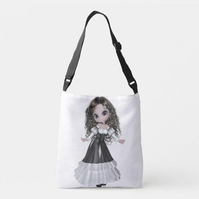 Brunette Woman All-Over-Print Cross Body Bag (Back)