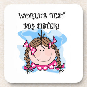 Brunette World's Best Big Sister Gifts Coaster