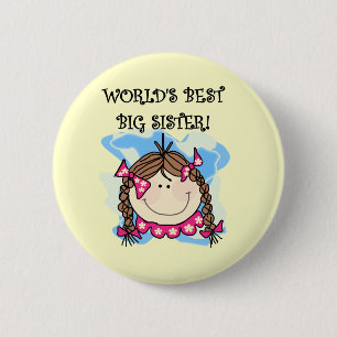 Brunette World's Best Big Sister Tshirts and Gifts 6 Cm Round Badge