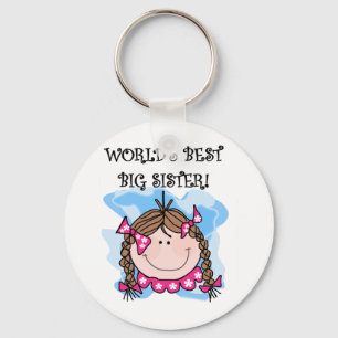 Brunette World's Best Big Sister Tshirts and Gifts Key Ring