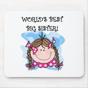 Brunette World's Best Big Sister Tshirts and Gifts Mouse Pad