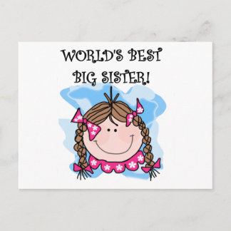 Brunette World's Best Big Sister Tshirts and Gifts Postcard