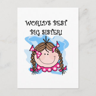 Brunette World's Best Big Sister Tshirts and Gifts Postcard