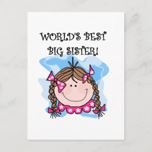 Brunette World's Best Big Sister Tshirts and Gifts Postcard