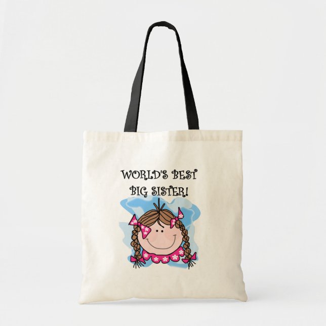 Brunette World's Best Big Sister Tshirts and Gifts Tote Bag (Front)