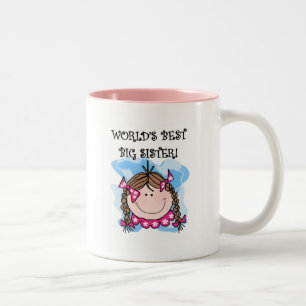 Brunette World's Best Big Sister Tshirts and Gifts Two-Tone Coffee Mug