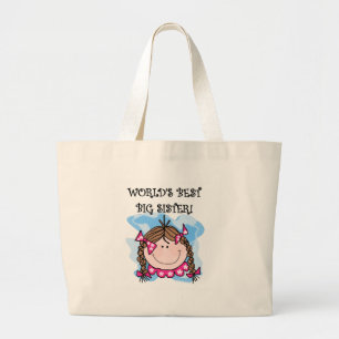 Brunette World's Best Big Sister Tshirts Large Tote Bag