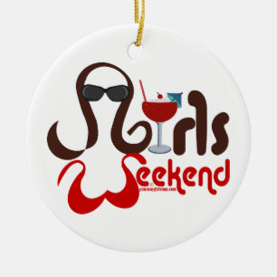 Brunettes in Bikinis - Girls Weekend Fun! Ceramic Tree Decoration