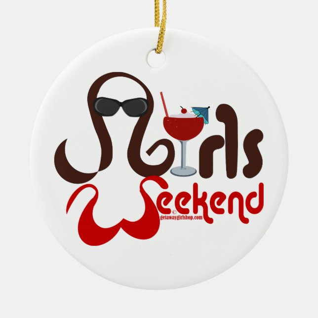 Brunettes in Bikinis - Girls Weekend Fun! Ceramic Tree Decoration (Front)