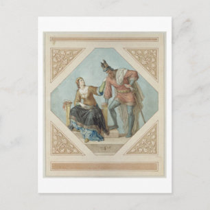 Brunhilde and Hagen, illustration for 'The Niebelu Postcard