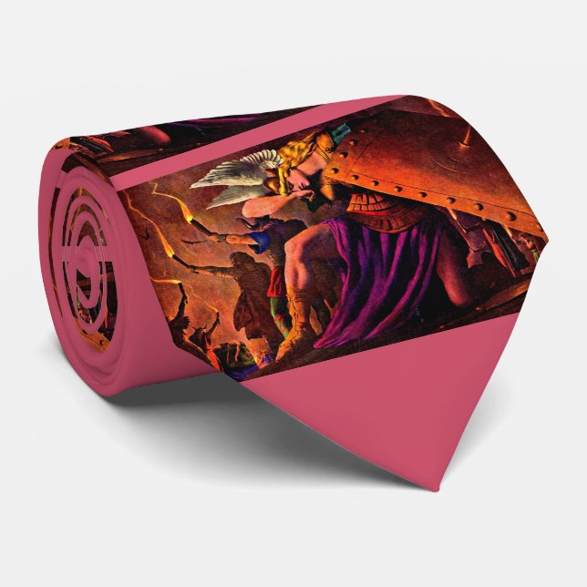 Brunhilde Weeps at Siegfried’s Funeral Pyre print Tie (Rolled)