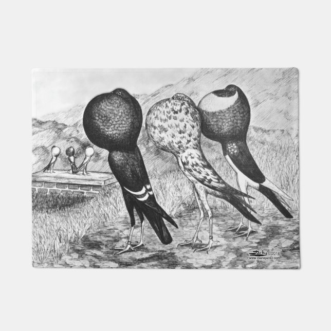 Brunner Pouter Pigeons Doormat (Front)